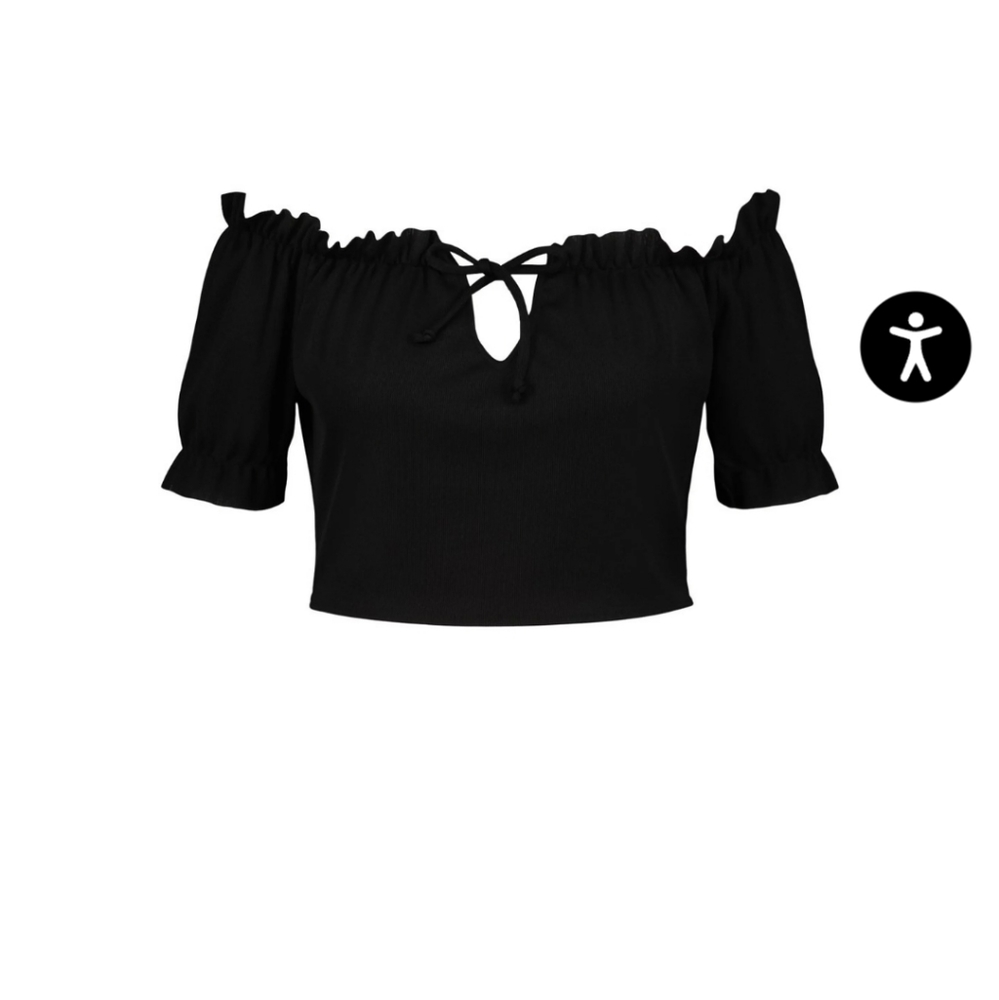 Plus Rib Ruffle Off The Shoulder Crop Top - Picture 2 of 2